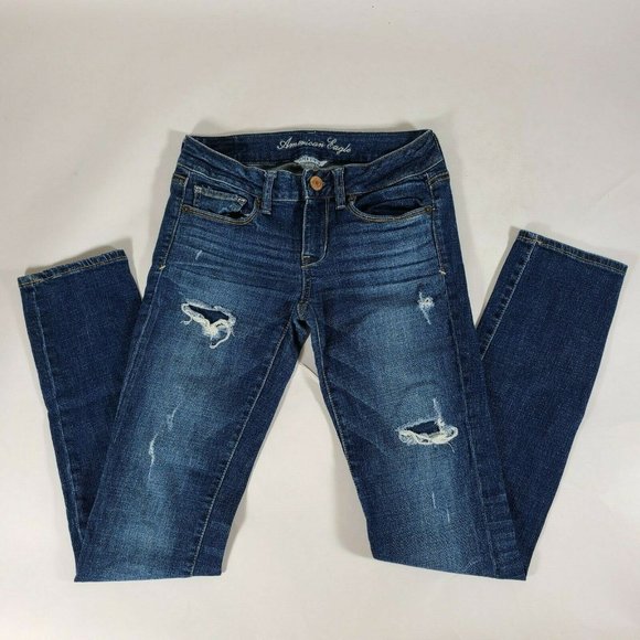 American Eagle Outfitters Denim - AMERICAN EAGLE Distressed Stretch Skinny Jeans - 2